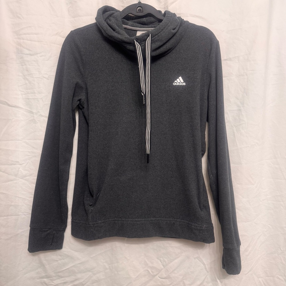 Adidas Gray Pullover Sweatshirt with High Collar